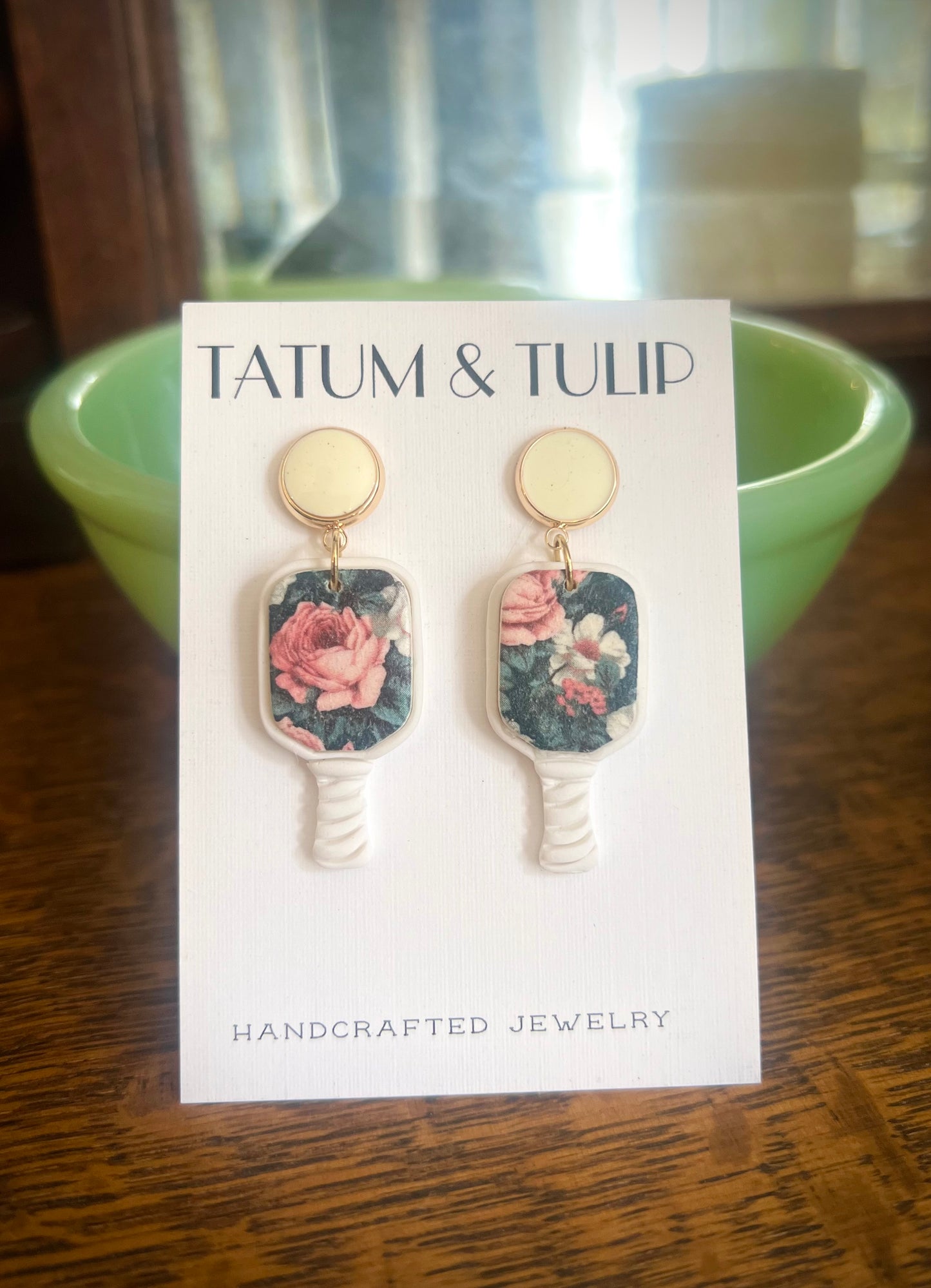 Floral Pickleball Earrings