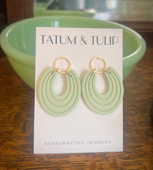 Mint Green Horseshoe Boho Earrings
